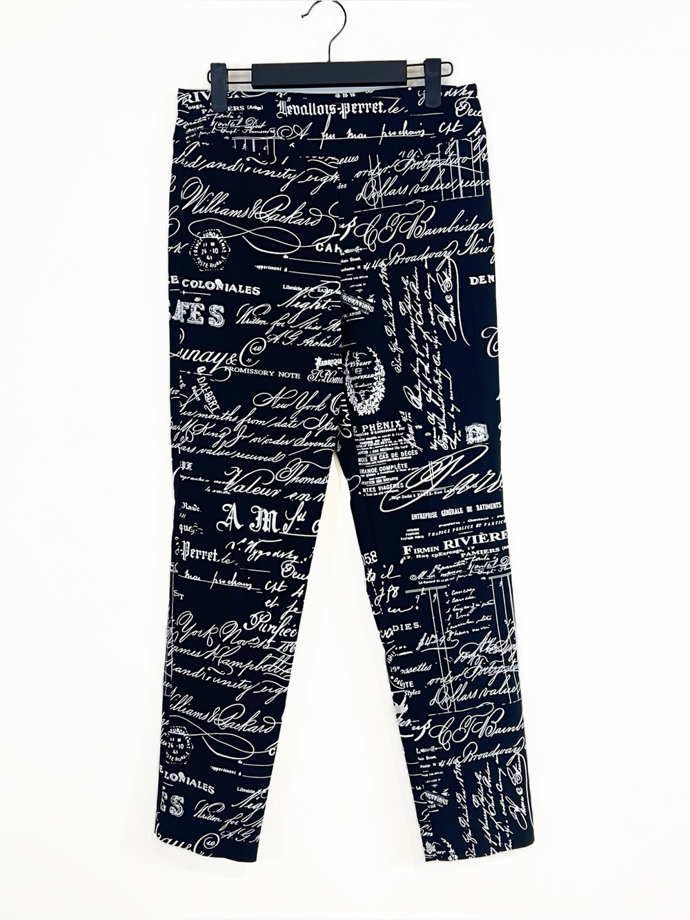 Krazy Larry French Newsprint Ankle Pants Black White Size 8